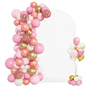 Gold Metal Arch Backdrop Stand, 7.2 x 4 Feet, Stable Construction, Easy Assembly, One-Piece Arch Backdrop Frame With Cover, Suitable For Wedding Reception Backdrop, Birthday Party, Holiday Celebration And Ceremony Decoration