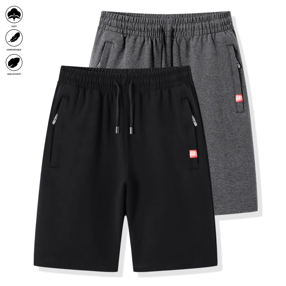 Men's Activewear Baggy Drawstring Sports Shorts Set - Breathable, Elastic Waistband, Zippered Pockets, Loose for Running, Basketball Training, Gym Workouts, Activewear Men's Shorts, Baggy Drawstring Men's Shorts