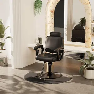 Baasha Premium Black Reclining Salon Chair with Removable Headrest, All-Purpose Hydraulic Barber Chair, Soft PU Leather, 360° Swivel, 135° Recline, Heavy-Duty Steel Frame, 330 lbs Capacity