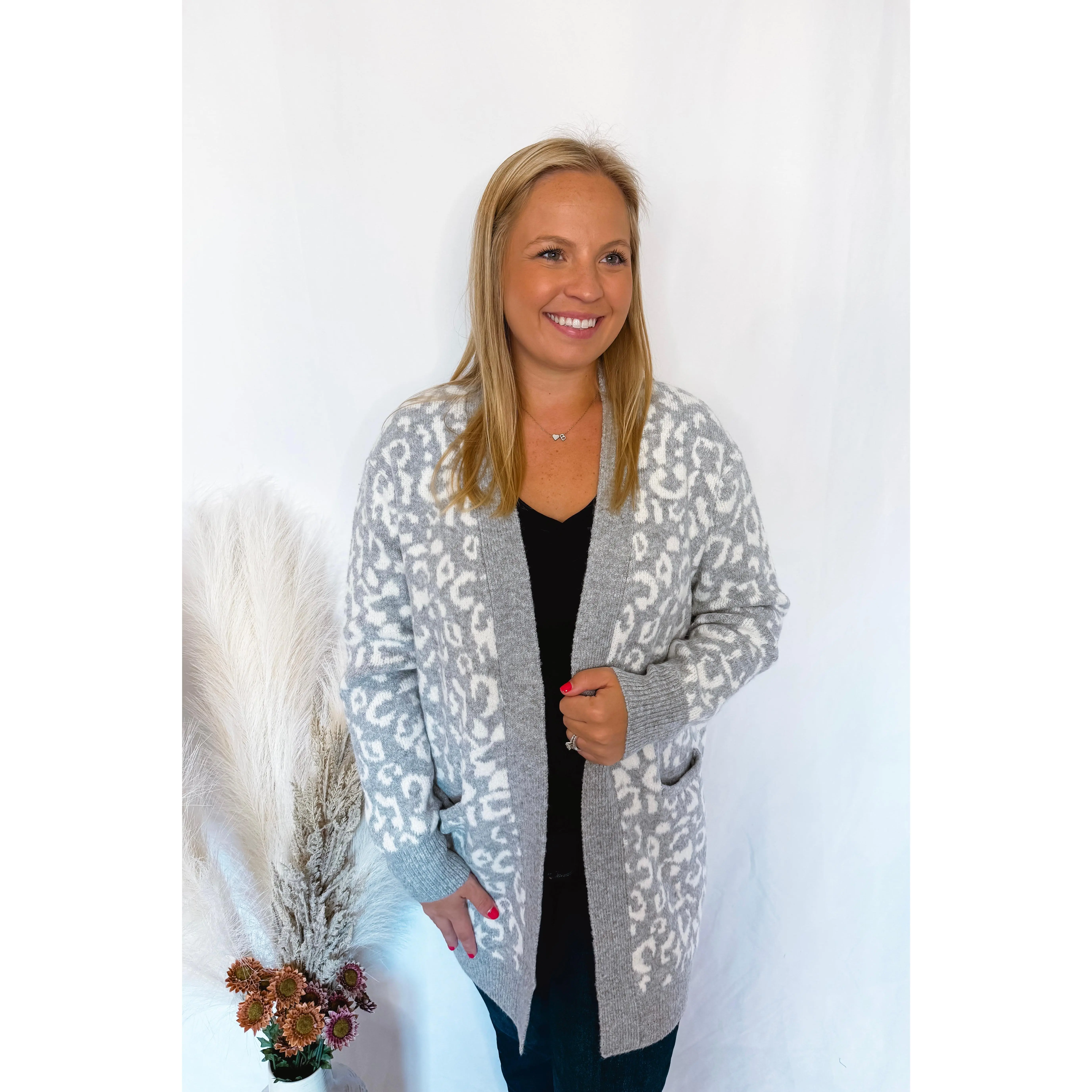 Fiercely Fine Leopard Long Cardigan - Grey