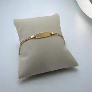 Figaro Link Bracelet With Golg-Plated Plaque For Boys or Girls