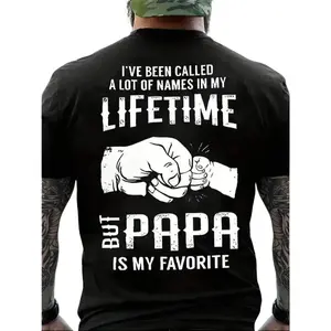 [Graphic T-shirt][100% Cotton][Funny T-shirt]Funny Papa Quote Graphic T-Shirt – "Called Many Names, Papa Is My Favorite" Dad Humor Tee, Father’s Day Gift Shirt, Vintage Style Unisex Cotton Crew Neck Casual Top, Birthday Gift for Men Women Parents