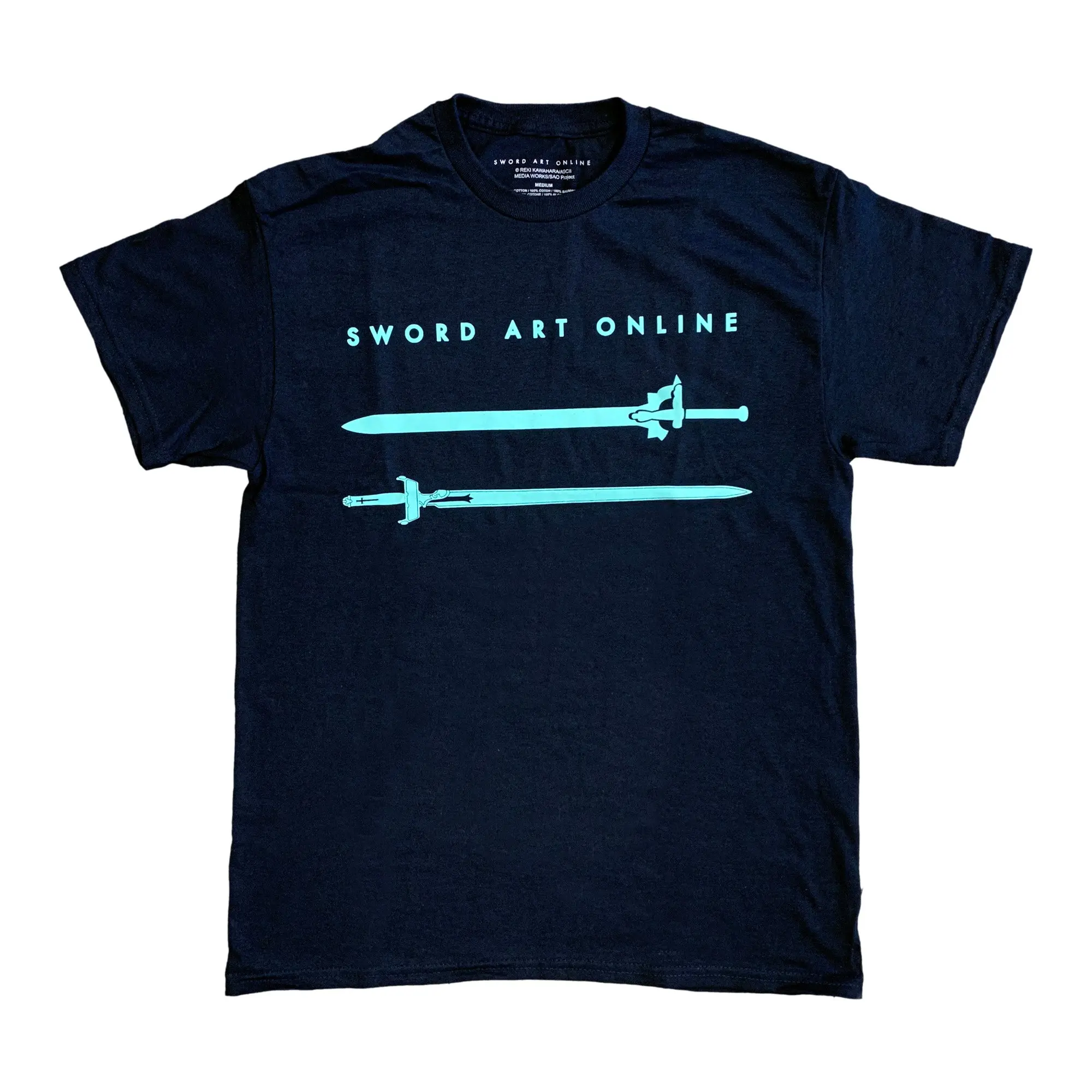 Menswear Men's Casual Round Neck Short-Sleeve Graphic Tshirt - Sword Art Online Kirito Elucidator & Asuna Lambent Light Swords Print Streetwear Top, Shortsleeve, Classic, Basics, Machine Wash, All Seasons, Cotton, Crew Neck, Graphic T Shirts, Printed, Cas