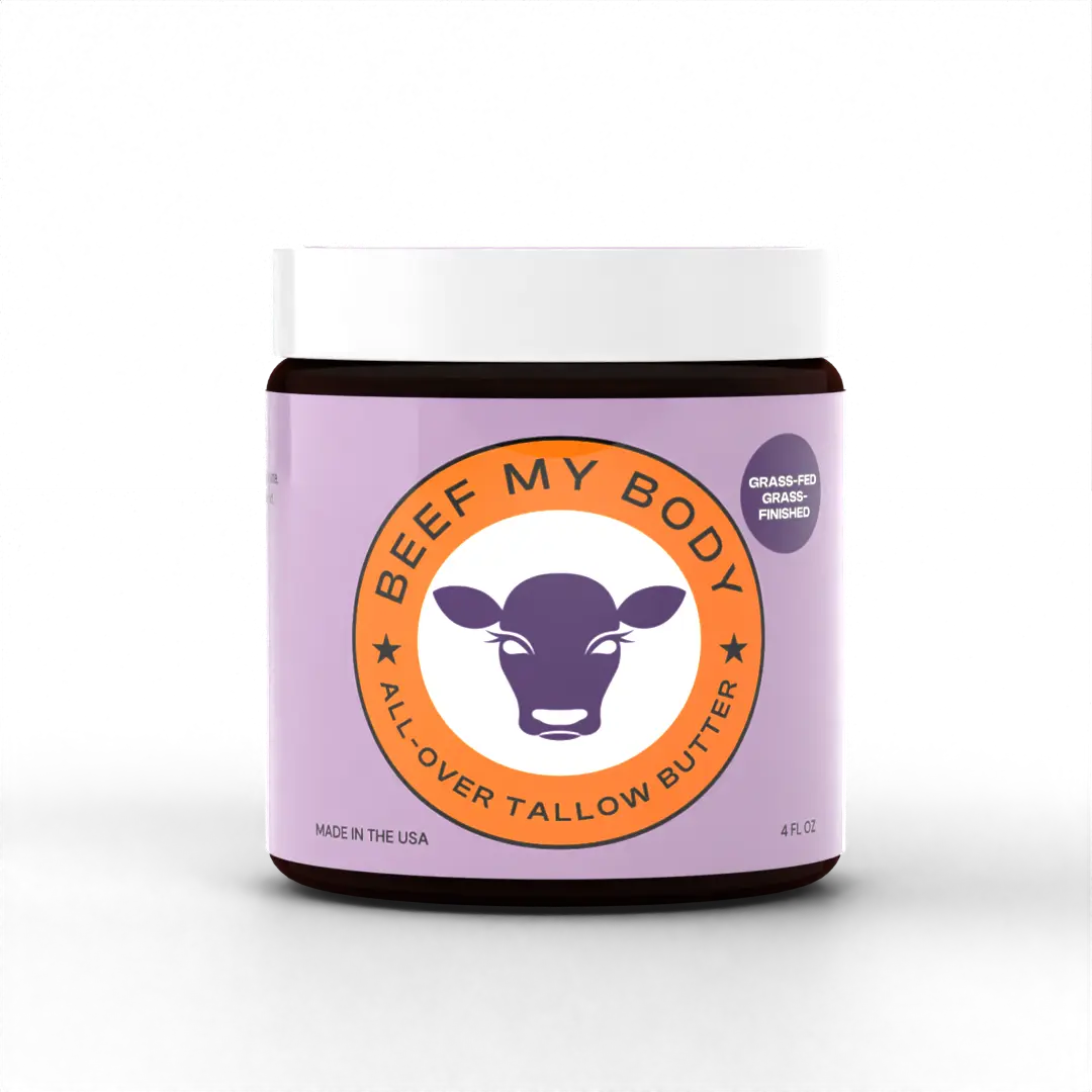 Beef My Body All-Over Tallow Butter - 4oz Hydrating Moisturizer with Jojoba Oil & Vanilla Essence - Made in USA - Nourishing & Moisturizing Skin Care