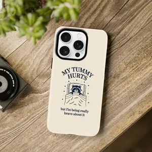 “Literally Me!” 🦝 Funny Raccoon Meme Case for iPhone 16 Pro Max, “My Tummy Hurts” Relatable Quote Cover, Viral TikTok Humor Case — 975