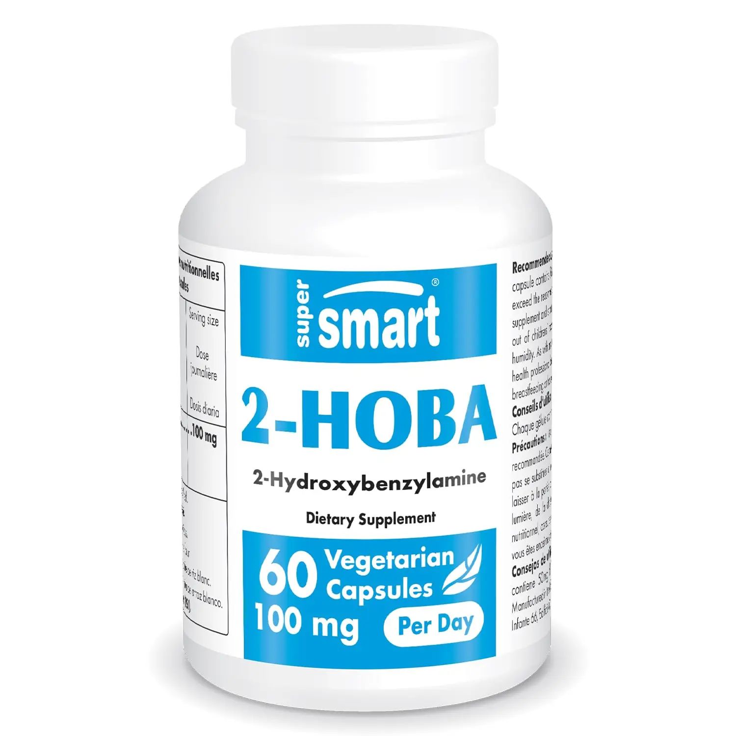 Supersmart 2-HOBA Supplement 100mg per Day (Hobamine) - 2-Hydroxybenzylamine | Non-GMO & Gluten Free - 60 Vegetarian Capsules