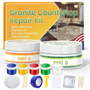 Granite Countertop Repair Kit,  & Permanent Repair for Chip, Crack, Hole & Dent, Color Match for Kitchen Marble Countertop, , , Floor, Clear Epoxy Rebond Chipped Edges & Corners