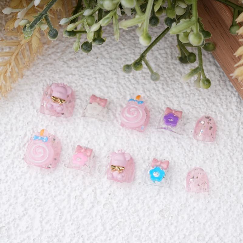 Cute Pink Theme Children Press On Nails,Shining Crystal Diamond,Reusable,Novelty Gifts for Kid