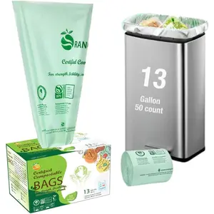 13 Gallon Compostable Trash Bags, 50 Count, 0.9 Mil Extra Thick Tall Kitchen Bags for   & Compost, BPI ASTM D6400 & OK Compost  Certified