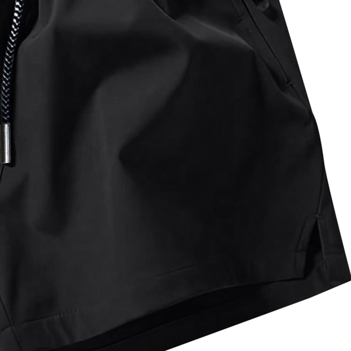 Men’s solid-color casual shorts with zippered pockets—fashionable summer drawstring athletic shorts suitable for gym workouts and outdoor wear. Men’s solid-color casual shorts with zippered pockets—fashionable summer drawstring athletic shorts suitable fo