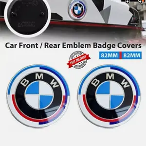 2pcs BMW rounded 82mm 50th Anniversary Hood & Trunk emblem badges