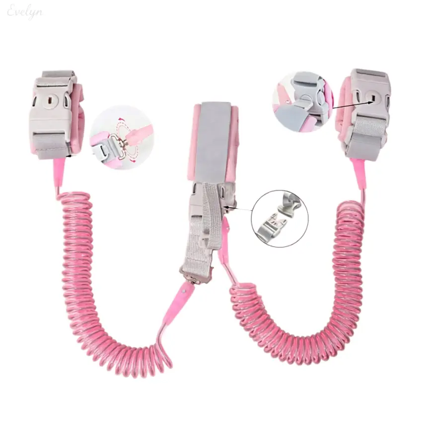 1-to-2 Toddler Safety Wrist Link, 1.5m Child Companion Walking Strap, Dual Kid Wristband Leash for Family Outings
