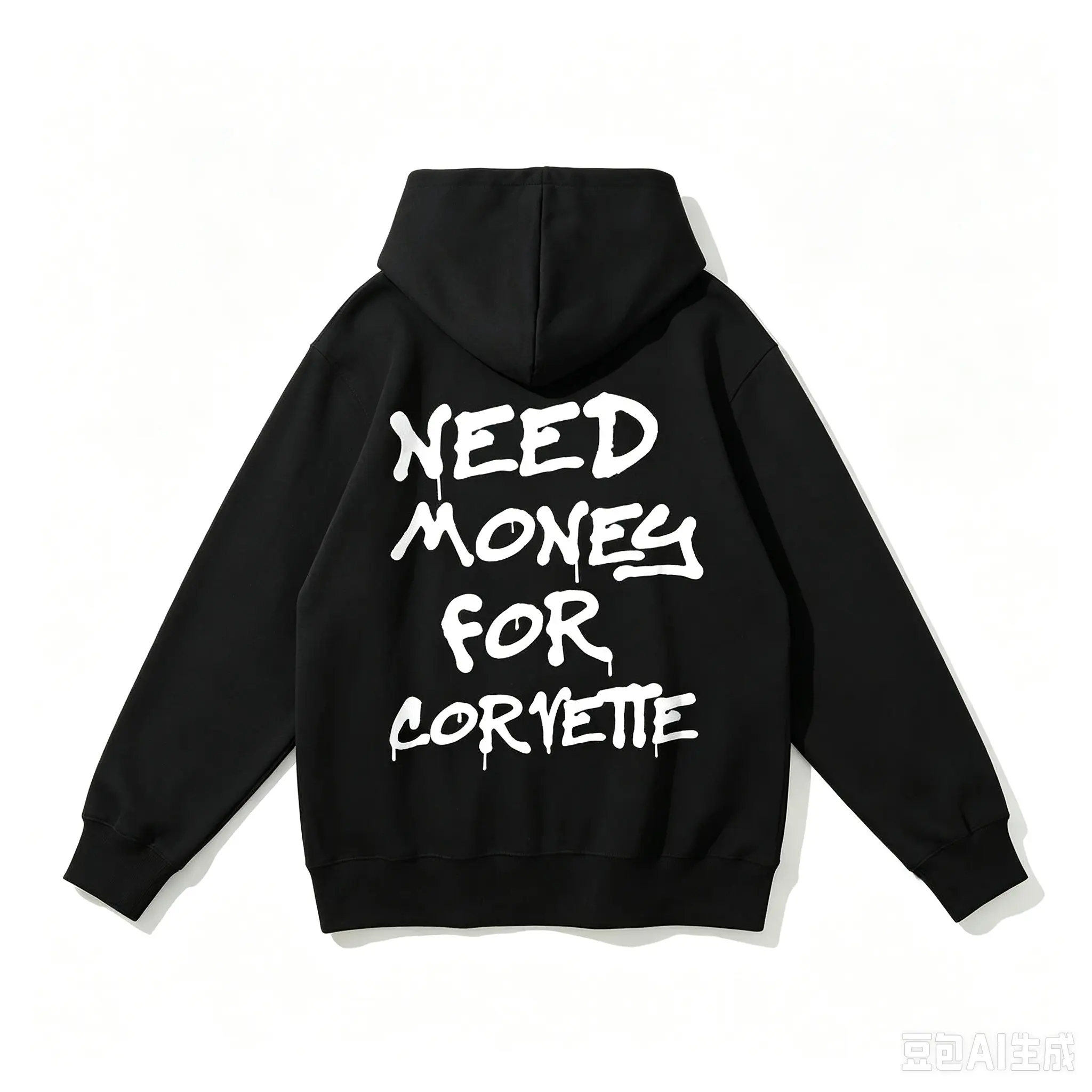 Men's Oversized Car Theme Hoodie - "Need Money For Corvette" Graphic Pullover, Streetwear Top for Auto Enthusiasts' Daily Casual Wear