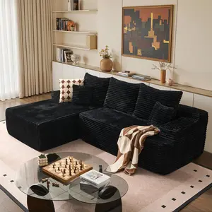 107" Boneless Modular Sectional Sofa, L-Shaped Cloud Couch with Deep Seat & High Backrest, Corduroy Couch Memory Foam Sectional Couch, No Assembly Required for Living Room Apartment  L-Shaped Modern Chenille Sofa Set