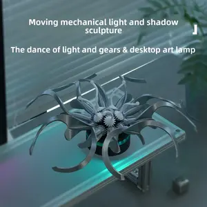3D Printed Mechanical Flower Desktop Ornament Dynamic Model for Desk Decor New Arrival Moving Light Shadow Sculpture