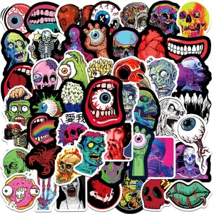 50Pcs Horror Eyeball Skull Stickers Zombie Thriller Halloween Graffiti Stickers for DIY Luggage Laptop Skateboard Motorcycle Bicycle Stickers Sticker Decals Truck Sticker