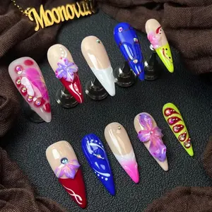 Moonovate - CHROMATIC PREVAIL 10pcs Handmade Press On Nails Square Nails REUSABLE 3D Gel Fake Nails Acrylic Press On Nails											