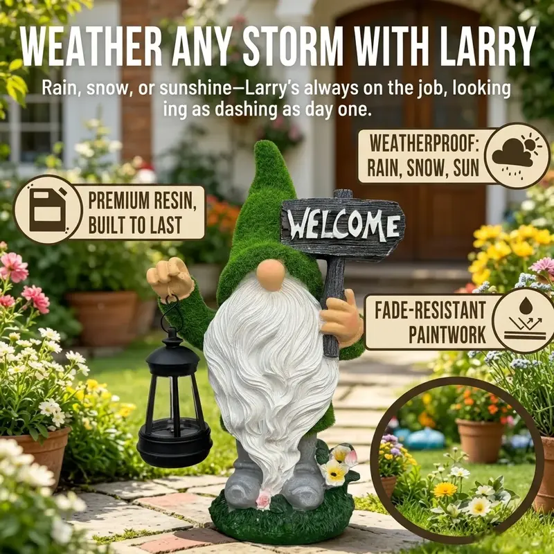 Outdoor Garden Gnomes with LED Solar Light - Spring Gnome - Funny Decor for Grandmother & Mom - Home, Yard, Patio - Solar Lantern Statue - Birthday Gift
