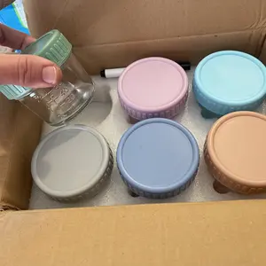 6 Pack Glass Baby Food Storage Containers - 4 Oz Baby Food Jars with Lids Baby Food Maker Microwave Dishwasher Freezer Safe 100% Leak Proof BPA Free Reusable