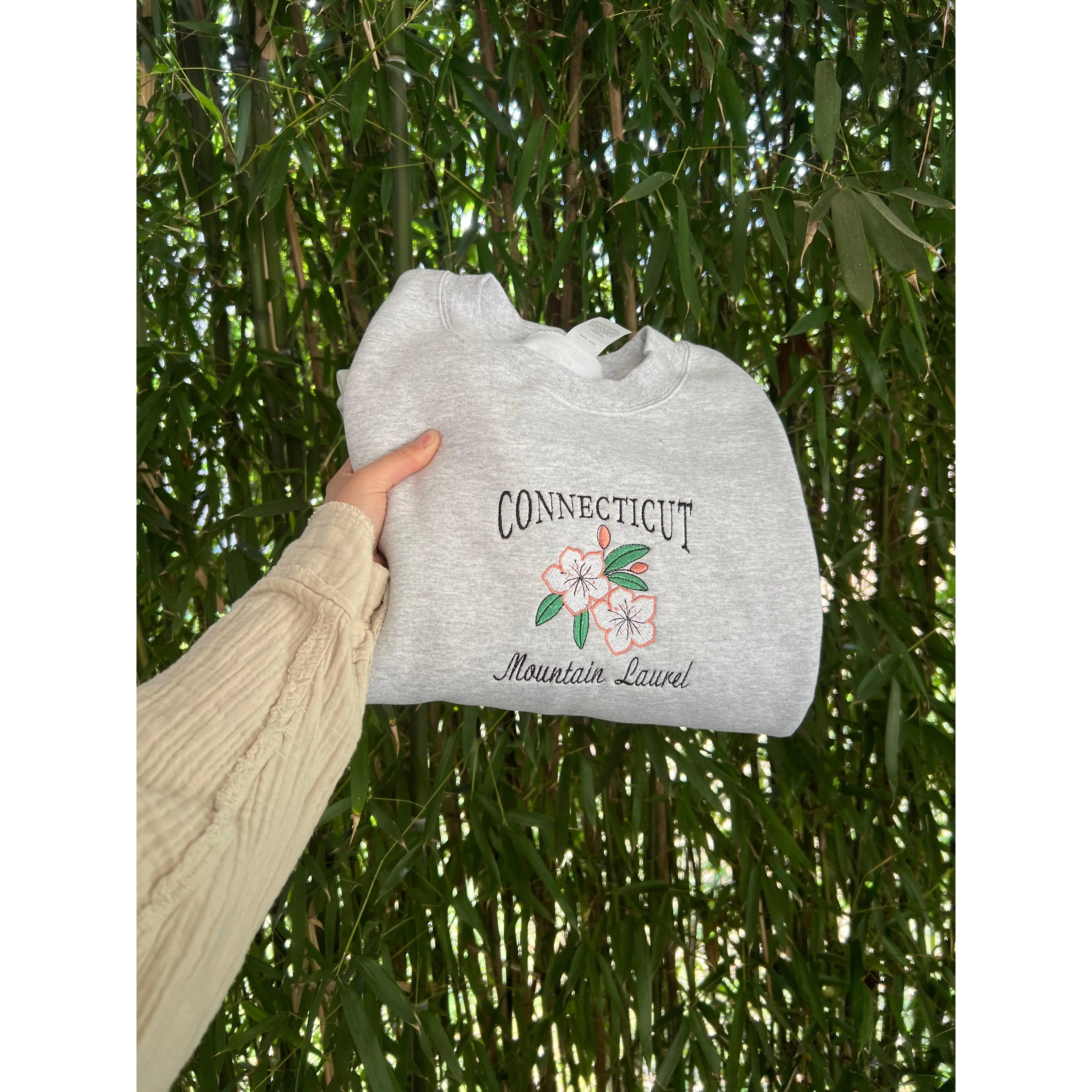 Connecticut State Flower Embroidered Crewneck