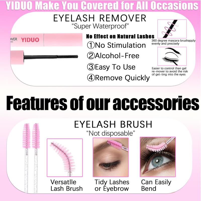 6 Styles Lash Cluster Kit, Spike/Bottom/80D/100D/200D/300D Volume Lashes, 980 Pcs 5–20 mm D-Curl Cluster Eyelash Extension Kit with Lash Bond and Seal (2 Bottles), Remover, Tweezers and Brush for Easy DIY at Home