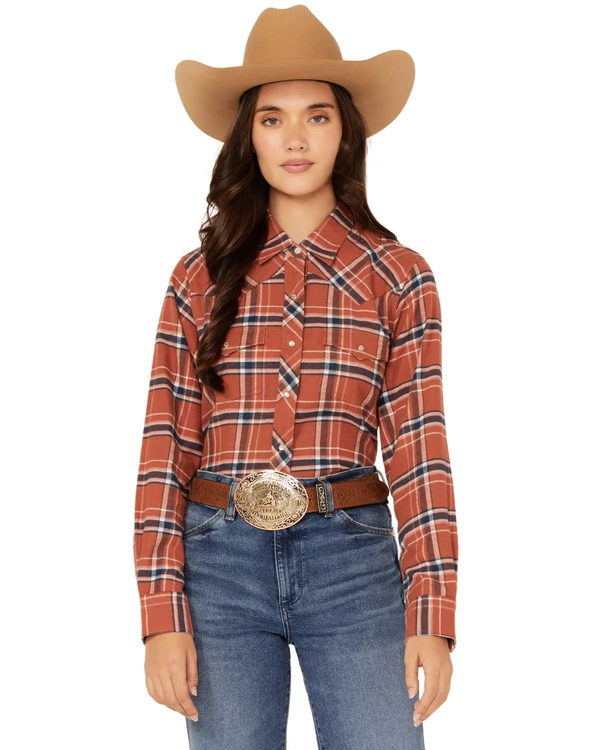 Ely Walker Women's Women'S Plaid Print Long Sleeve Snap Flannel Shirt - 321028-Rs