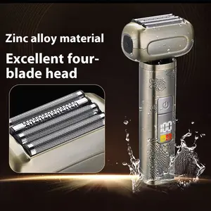 Men's Electric Shaver with 4D Floating Blades & LED Smart Display - IPX7, USB Fast Charge, 60 Min Runtime, Zinc Alloy Body - Gift for Dad, Husband, Boyfriend