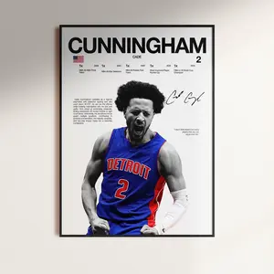 Cade Cunningham Poster, NBA Wall Print, Basketball Digital , NBA Poster Print, Sports Decor, Detroit Pistons Poster, NBA Gift, Poster Gift - Unframed (No Frame)