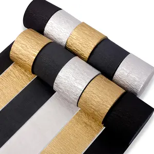 PartyWoo Black Gold Silver Crepe Paper Streamers, 10 Rolls (1.8 in x 82 ft Each) 820 ft Pack, Festive Decor for Graduation, Birthday (Gifts for Birthday) & Wedding Home Supplies