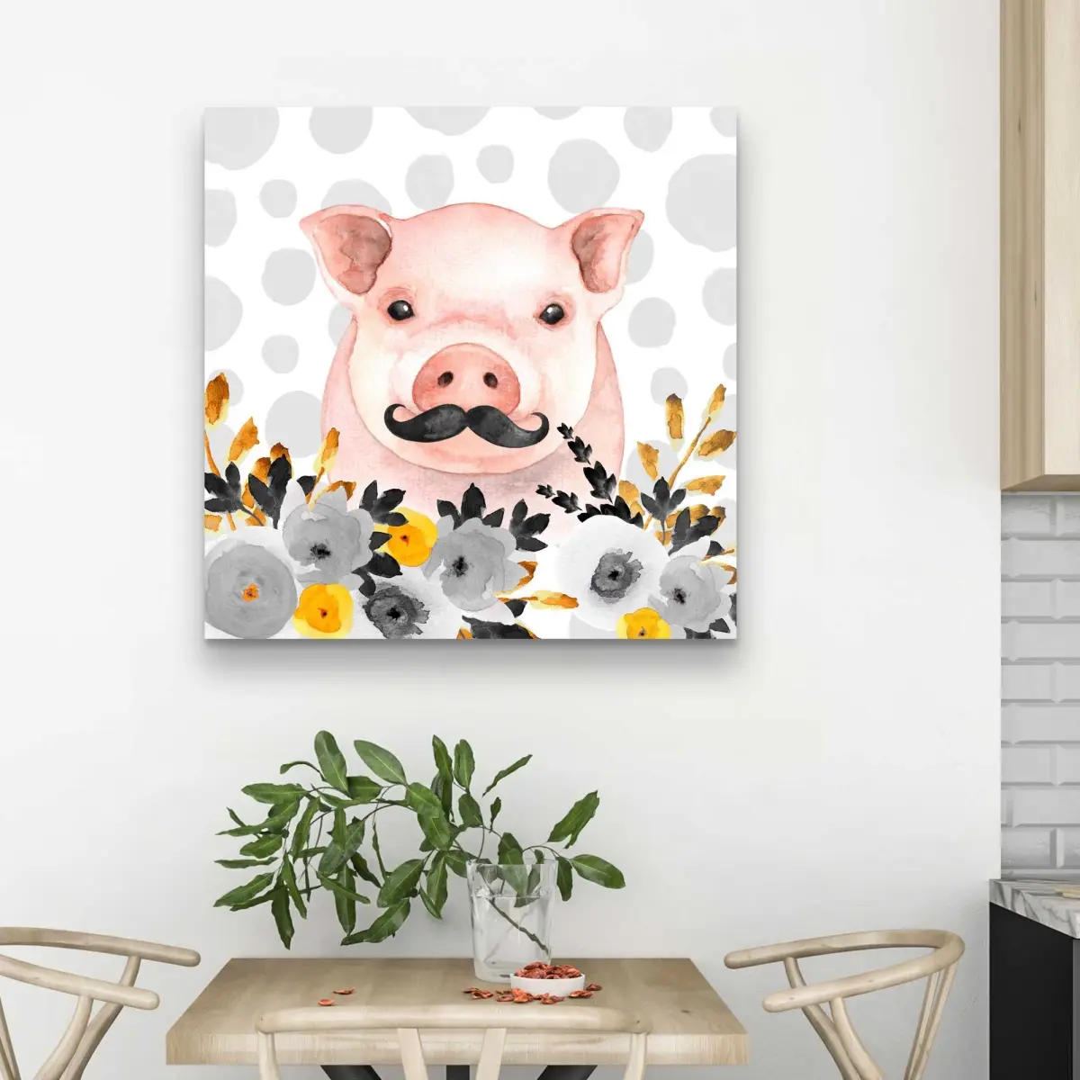 Begin Home Decor C1RC3232E9EY01 32 x 32 in. Little Disguised Pig - Bedroom Canvas Art for Home Decor