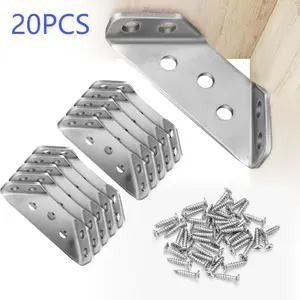 Stainless Steel Corner Bracket, 20pcs 90 Degree Corner Bracket with Screw, Furniture & Wooden Frame Corner Connector, Durable Triangular Bracket