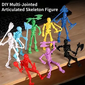 Jointly Moveable Skeleton Figure Model Building Blocks, Creative Display Toy, 3D Printed Multi-Joint Action Bone Doll, Christmas Gift
