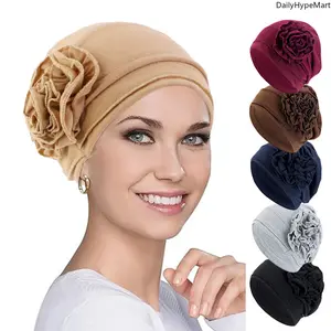 Cotton Floral Turban Hat, Stretch Beanie, Maternity & Chemo Cap
