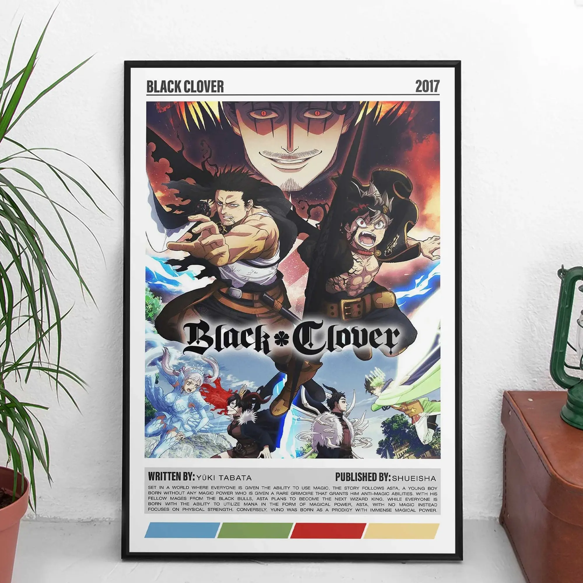 Black Clover Anime Minimalist Wall Print Posters | Season 2 | Retro Anime Comic Poster Wall Art | Anime Lovers Gifts | Comic Wall Art