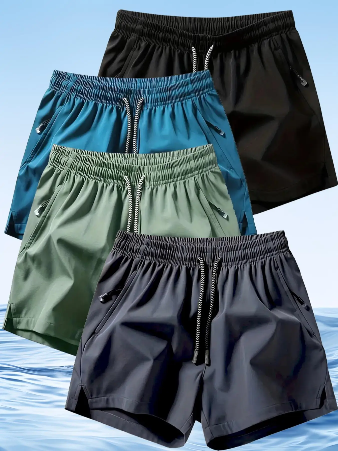 Sporty Men's Solid Color Split Hem Drawstring Athletic Shorts, Regular Fit Elastic Waist Sport Gym Shorts for Fall, Gym Shorts, Casual Men's Gym Cloth