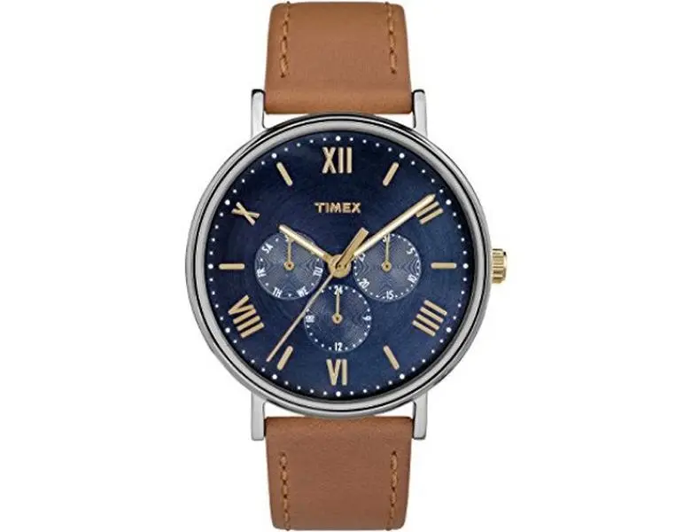 Timex TW2R29100 Southview Unisex Fashion Watch - 41mm Round Case, Round Face, Mineral Glass, Modern Design, Multifunction Leather Strap, Water Resistant Analog Quartz
