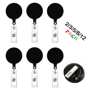 Retractable Badge Reel, 2/3/5/8/12pcs ID Badge Holder Reel with 360° Swivel Alligator Clip, Blank Name Badge Reel for Teacher Doctor Nurse, Retractable Badge Holders