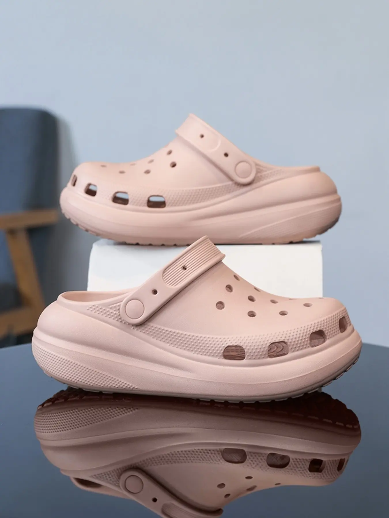 Women's Summer Thick Sole Holey Shoes, Outdoor Closed-Toe Slippers, Thick Soled Slippers, Eva Slippers, Casual Slippers, Non Slip Slippers, Height Increasing Slippers, Anti-Slip Height-Boosting Breathable Fashion Sandals, Footwear