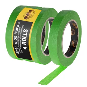 Dura-Gold Green Automotive Masking Tape 3/4 Inch (0.7 Inch x 55 Yards), 4 Rolls - Premium High-Performance, Heat Resistant - Auto Refinish Painting, Car Detailing, Autobody, Industrial, Painters Tape