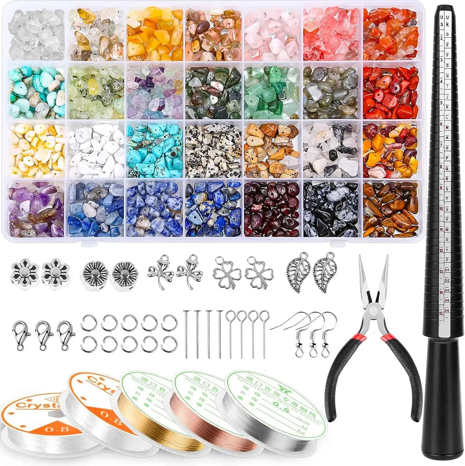 1660Pcs 28 Colors Crystal Beads Jewelry Making Kit, Complete Supplies with Beads, Wire & Tools, DIY Craft Set for Women to Make Unique Rings, Necklaces & Handmade Jewelry