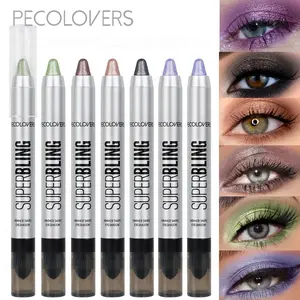 6PCS/set Brightening High Light Eye Makeup Eyeshadow Stick,Shimmery & Metallic Shine Eyeshadow Pencil,WIth Brush