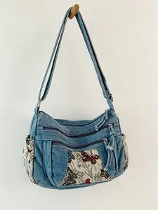 Chic Soft Denim Crossbody Purses - Multi-layer, Multiple Pockets, Large Capacity Casual Daily Shoulder Bag for Commute, Shopping, Trendy Cowgirl Aesthetic