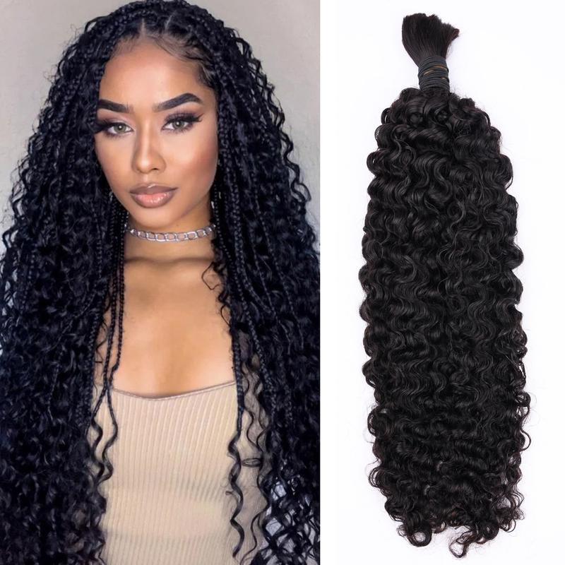 PerisModa 15A Boho Human Braiding Hair For Boho Braids Burmese Curly Bulk 100% Human Hair Extensions For Bohemian Knotless Braids 12-32 Inch No Weft 1/3/4 PCS Natural Black Braiding Human Hair
