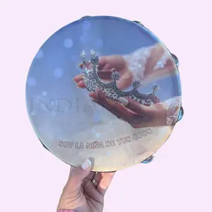 Crown Tambourine Synthetic Leather with Non-Slip Grip & Metal Cymbals for Pleasant Sounds