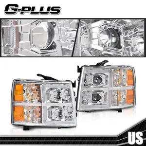 Fit For 2007-2014 Chevy Silverado Chrome Housing Amber Corner Headlights Lamps