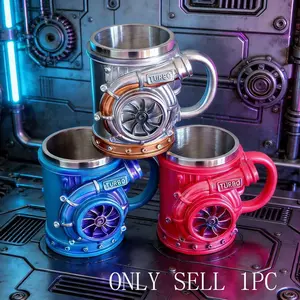 Turbocharger Cup, Craft Resin Mug with Insulated Handle, Personalized Coffee Cup, Ideal Gift for Car Enthusiasts, Perfect for Birthdays & Christmas, Aesthetic