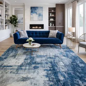 Homerista 8x10 Washable Area Rug with Non-Slip Backing Durable Edges Machine Washable Abrasion-Resistant for Living Room Dining Room & Bedroom Abstract Design Short Pile Soft Texture