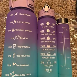 3 Water Bottle Set - Colorful Drinkware with Inspirational Quotes for Daily Hydration and Motivation - Tumbler