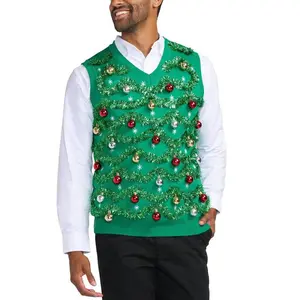 Tipsy Elves Gaudy Garland Ugly Christmas Sweater Vest - Funny Ugly Christmas Sweater for Holiday Partie: X Large
