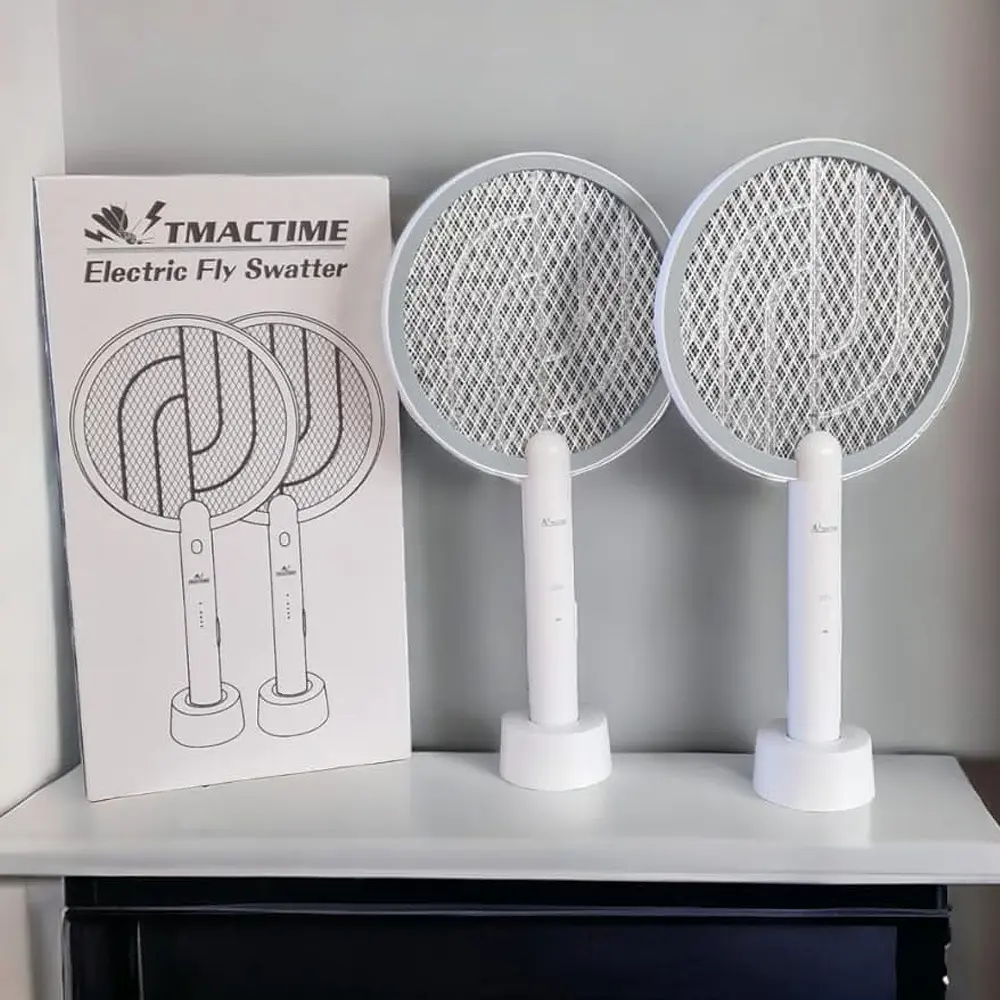 PALONE Cordless Battery-Powered Electronic Mosquito Zapper Racket - Type-C Rechargeable, 4000V, Detachable Automatic, Dual Modes, Built-In Light, Insect Killers for Indoor Outdoor Use